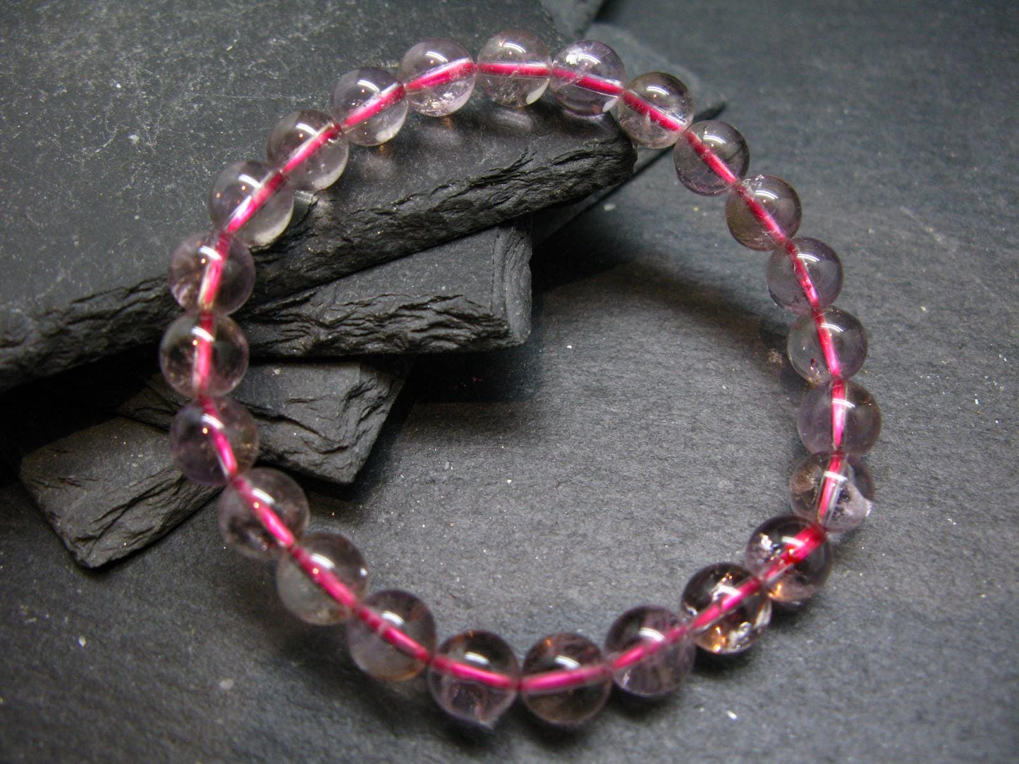 Ametrine Genuine Bracelet ~ 7 Inches ~ 8mm Round Beads