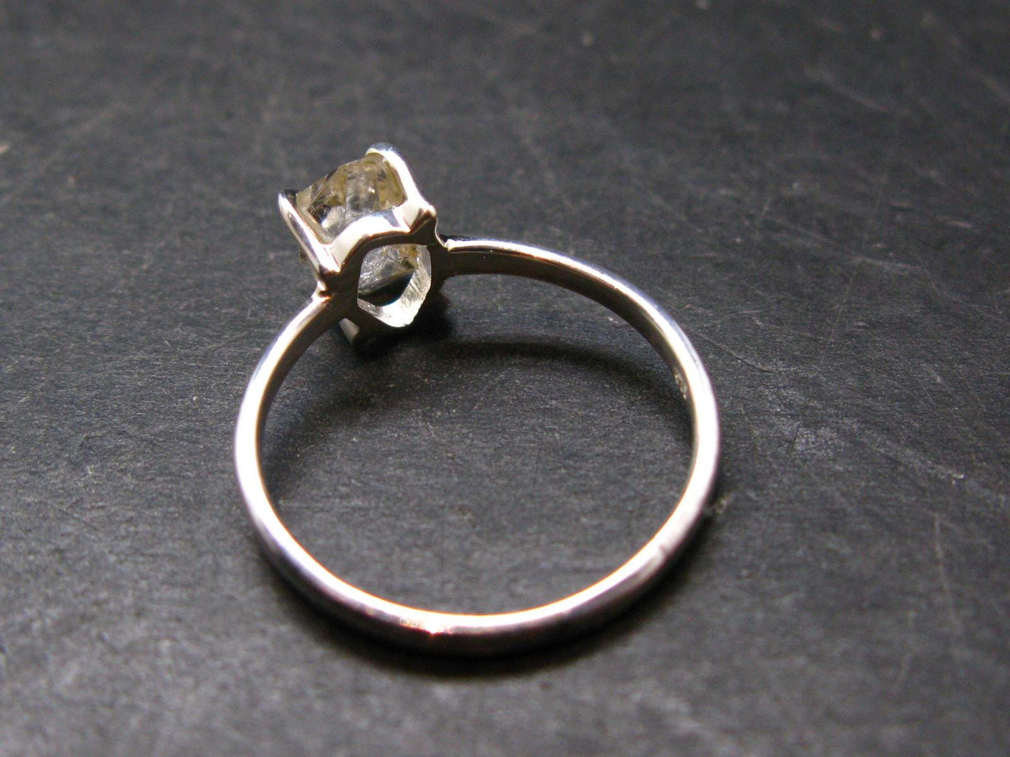 Fine Clear Natural Herkimer Diamond Silver Ring From New York - Size 8 - 1.79 Grams