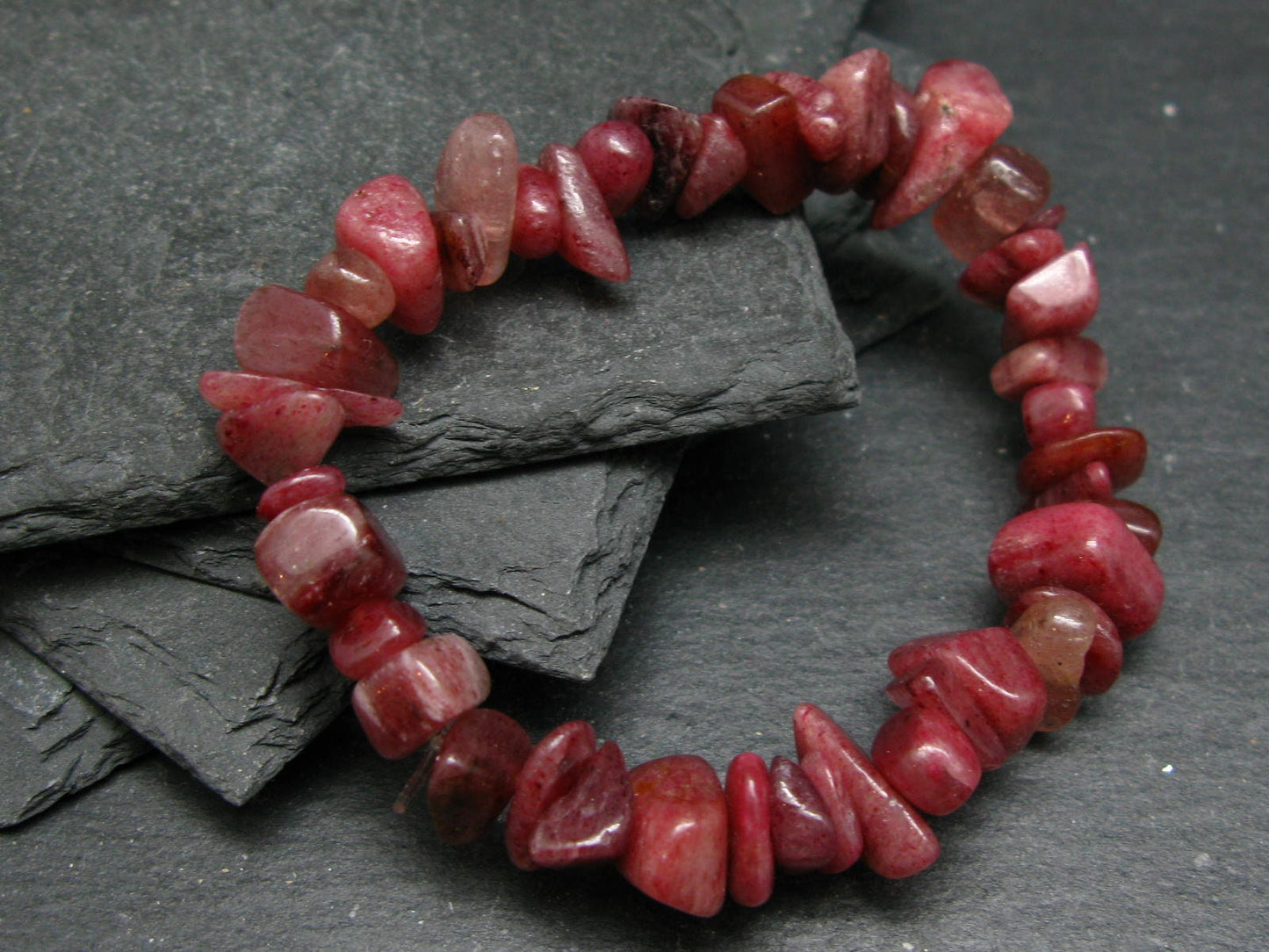 Thulite Genuine Bracelet ~ 7 Inches ~ 10mm Tumbled Beads