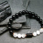 Black Tourmaline & Selenite Genuine Bracelet ~ 7 Inches ~ 8mm Round Beads