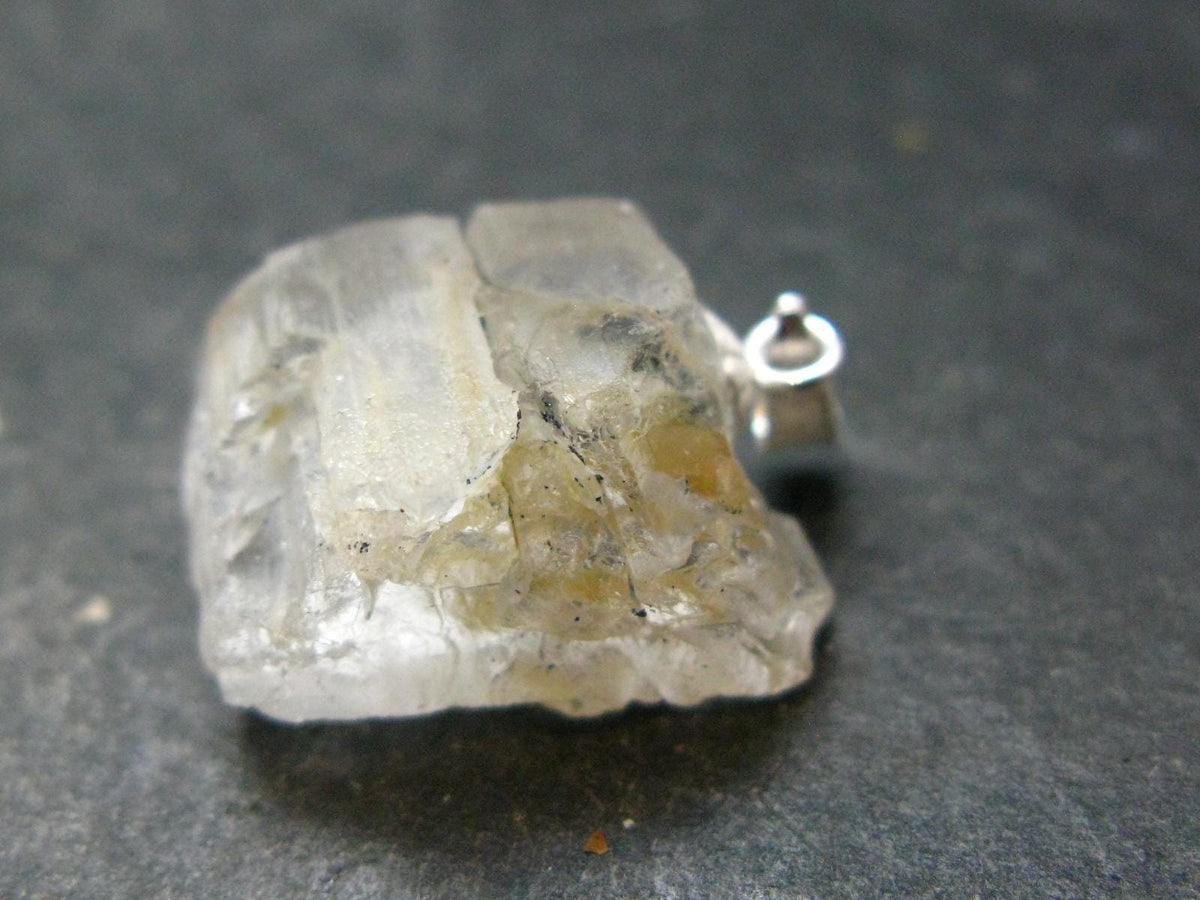 Clear Petalite Crystal Silver Pendant from Brazil - 0.9" - 4.13 Grams