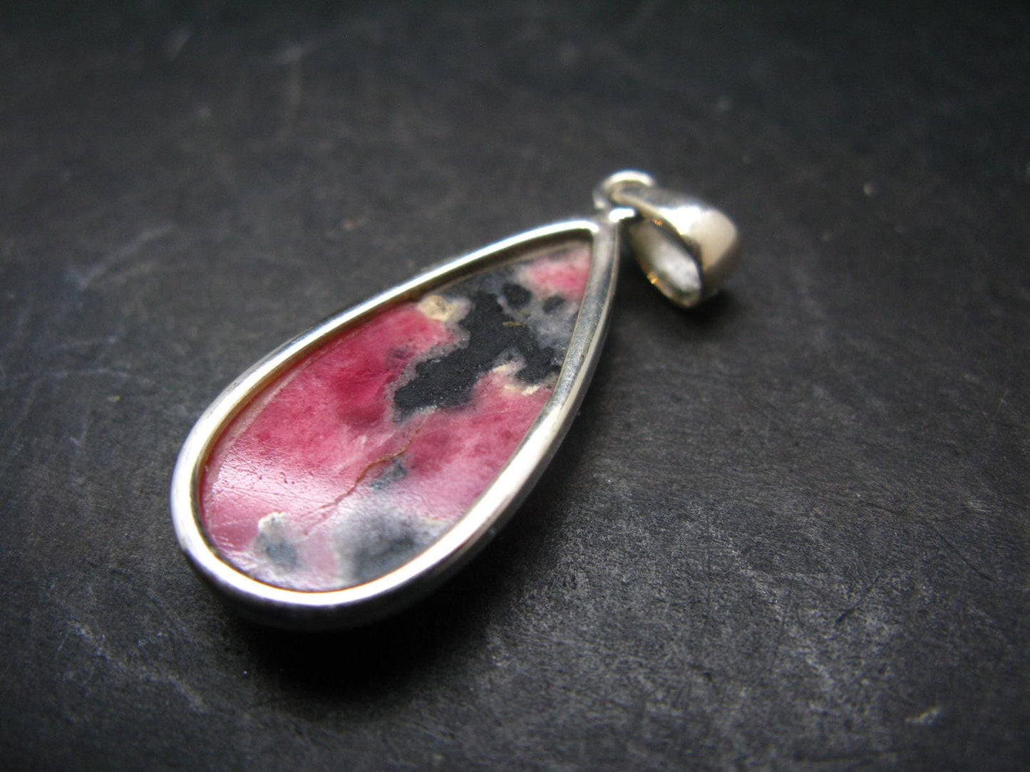 Rare Pink Tugtupite Sterling Silver Pendant From Greenland - 1.6" - 5.31 Grams