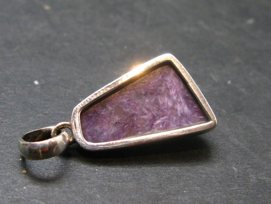 Rare High-Quality Charoite Pendant In SS From Russia - 1.2" - 3.47 Grams