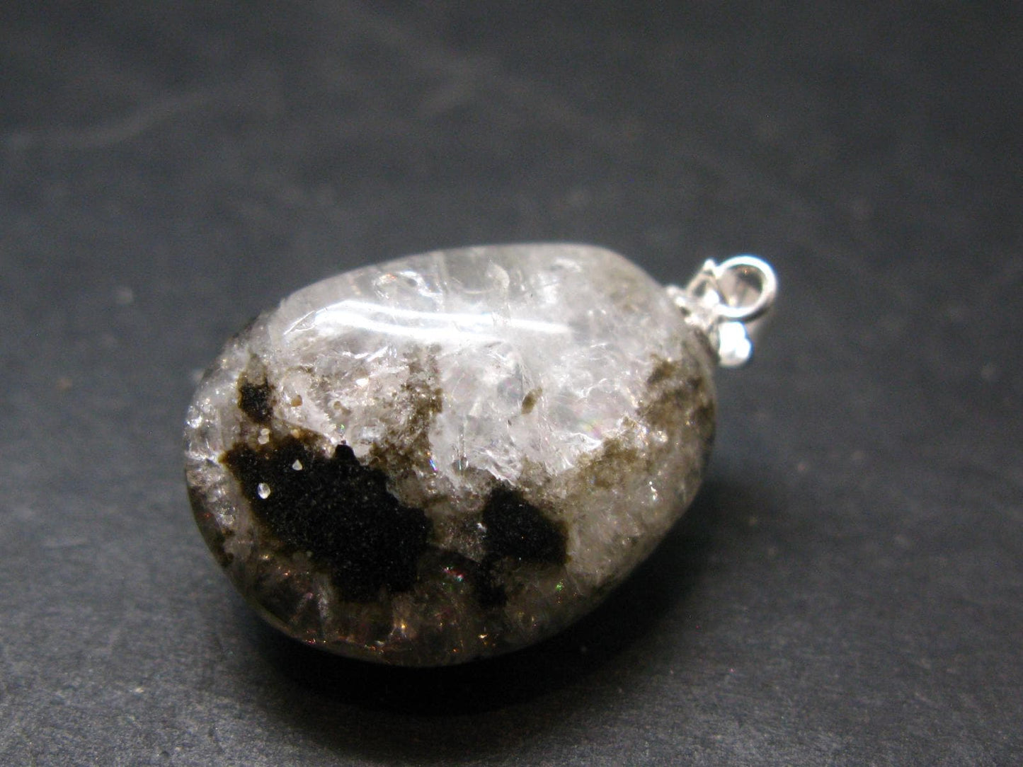 Phenakite Phenacite Tumbled Silver Pendant From Russia - 1.1" - 7.24 Grams