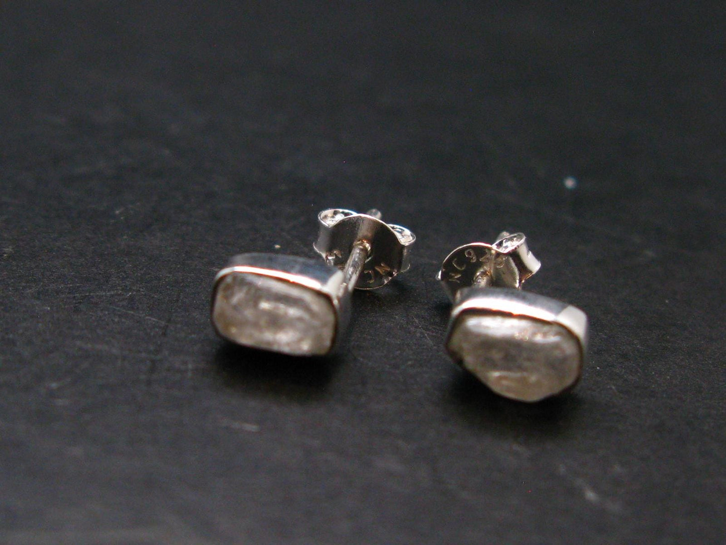 Natrolite Stud Earrings Sterling Silver From Russia - 1.15 Grams