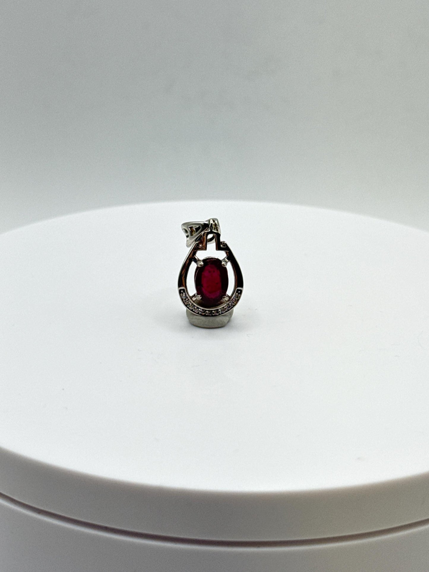 Ruby Teardrop Sterling Silver Pendant | July Birthstone