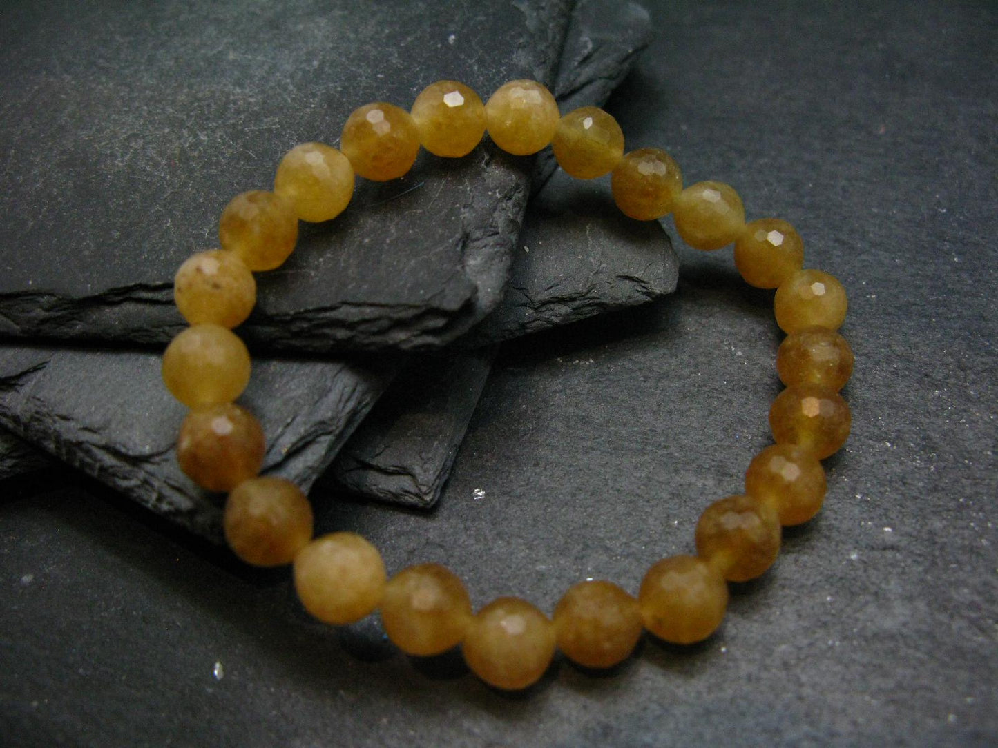 Rare Golden Apatite Genuine Bracelet From Mexico ~ 7 Inches ~ 8mm Facetted Beads