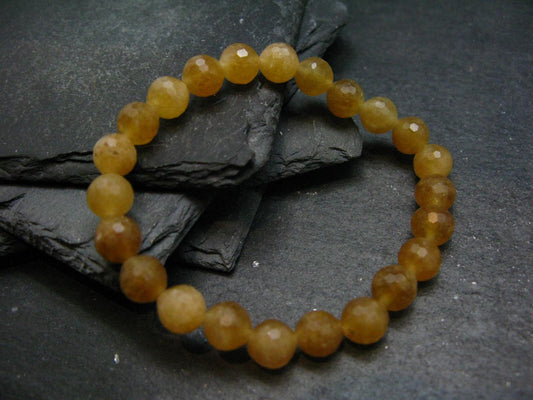 Rare Golden Apatite Genuine Bracelet From Mexico ~ 7 Inches ~ 8mm Facetted Beads