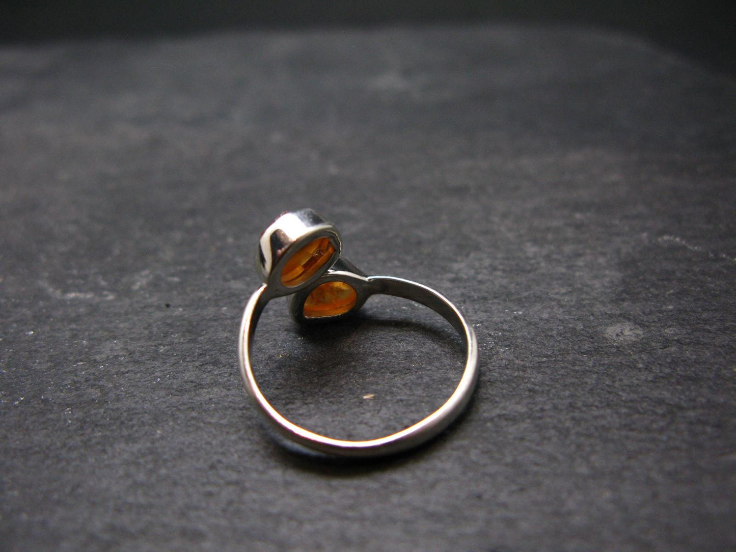 Spessartine Garnet Silver Ring From Tanzania - Size Adjustable - 2.47 Grams