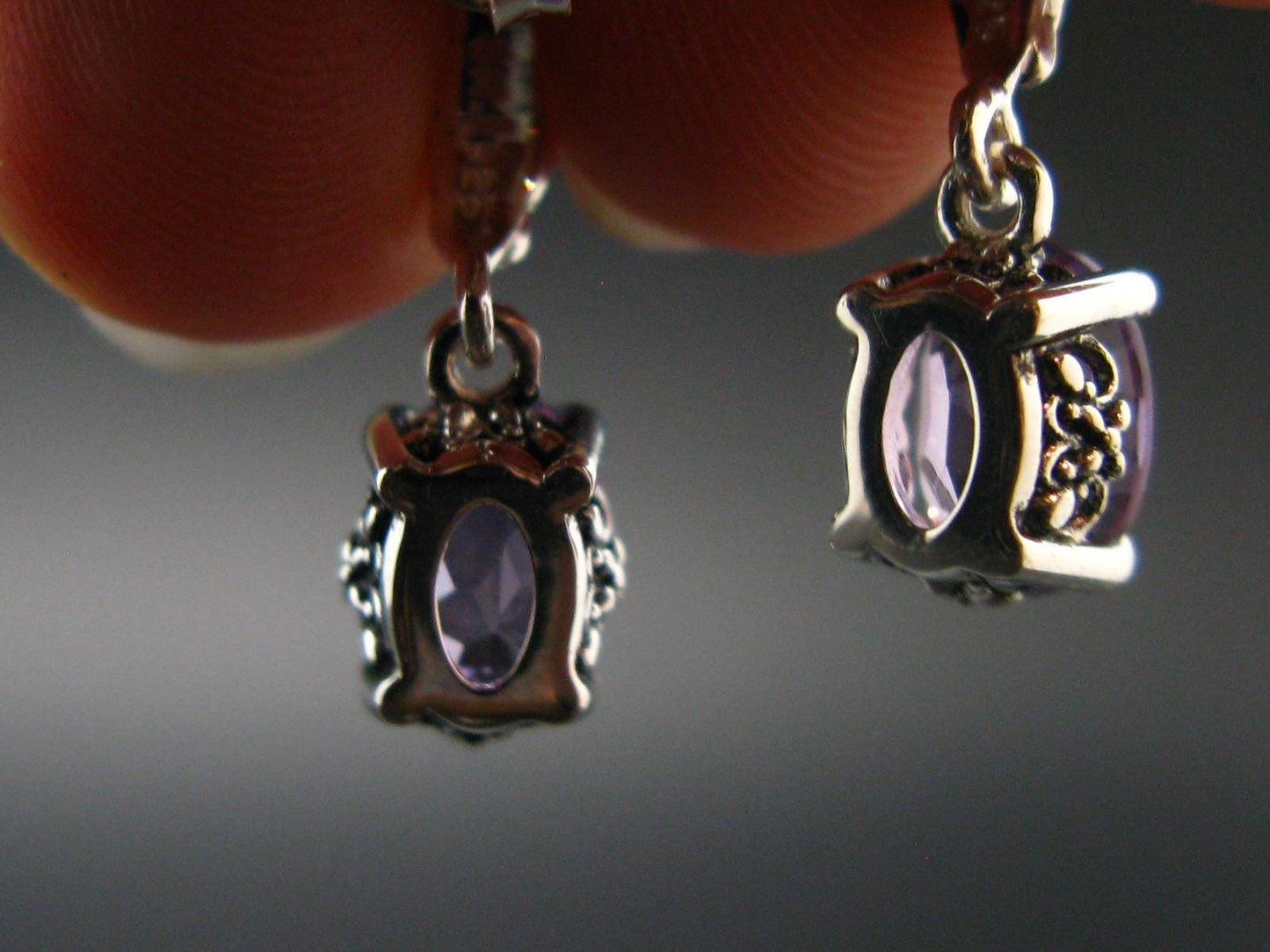Faceted Natural Amethyst 925 Sterling Silver Earrings - 0.7" - 2.59 Grams
