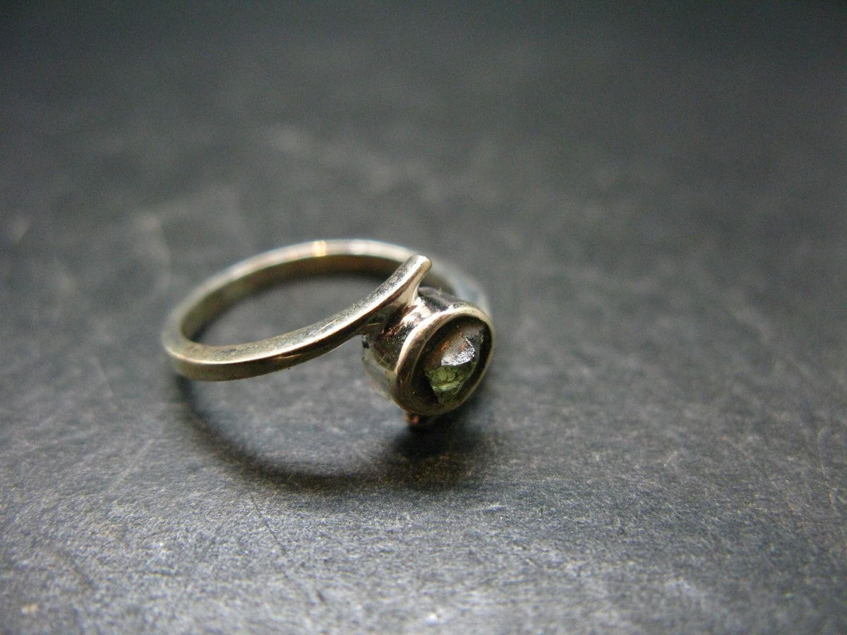 Cute Gem Moldavite Sterling Silver Ring From Czech Republic - Size 5.25 - 1.57 Grams