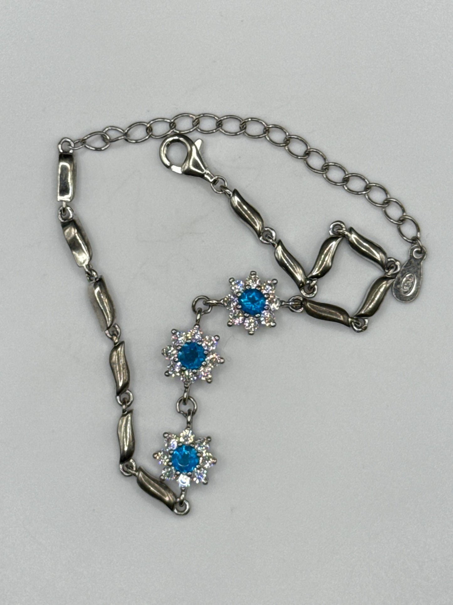 Apatite Silver Bracelet | Blue Crystal Jewelry
