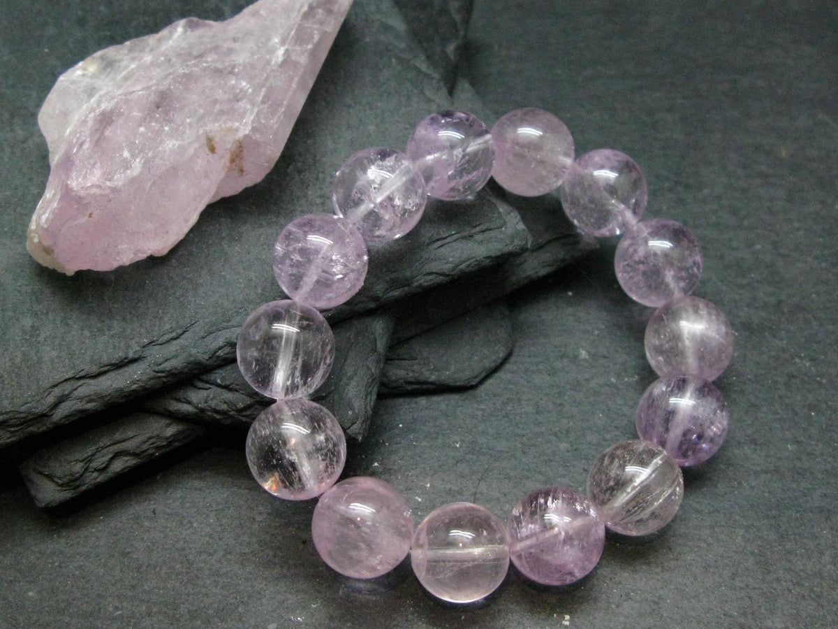 AAA Kunzite Spodumene Genuine Bracelet ~ 7 Inches ~ 14mm Round Beads