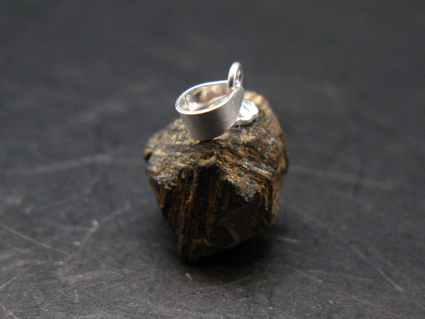 Magnetite Crystal Silver Pendant From Bolivia - 0.7" - 3.79 Grams