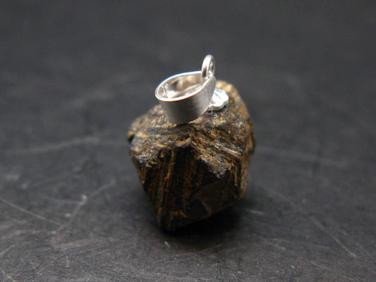 Magnetite Crystal Silver Pendant From Bolivia - 0.7" - 3.79 Grams