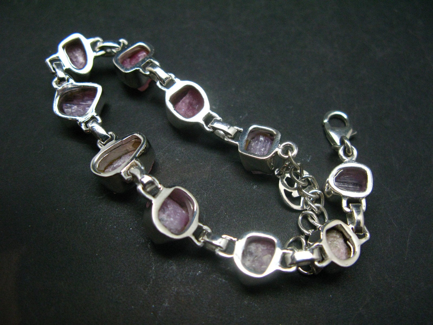 Pink Tanzanite Silver Bracelet From Tanzania - 7" - 15.7 Grams