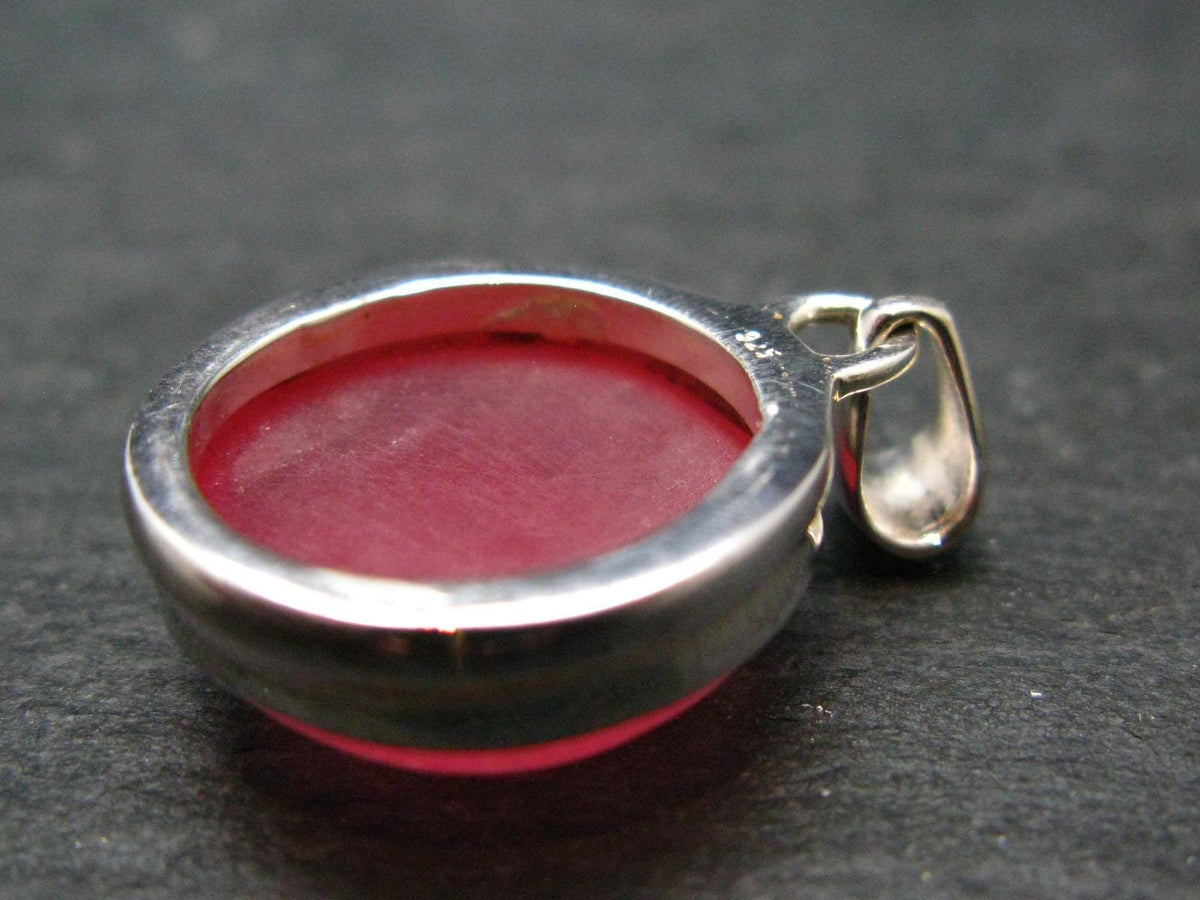 Rare Rhodochrosite Sterling Silver Pendant From Argentina - 1.1" - 7.09 Grams