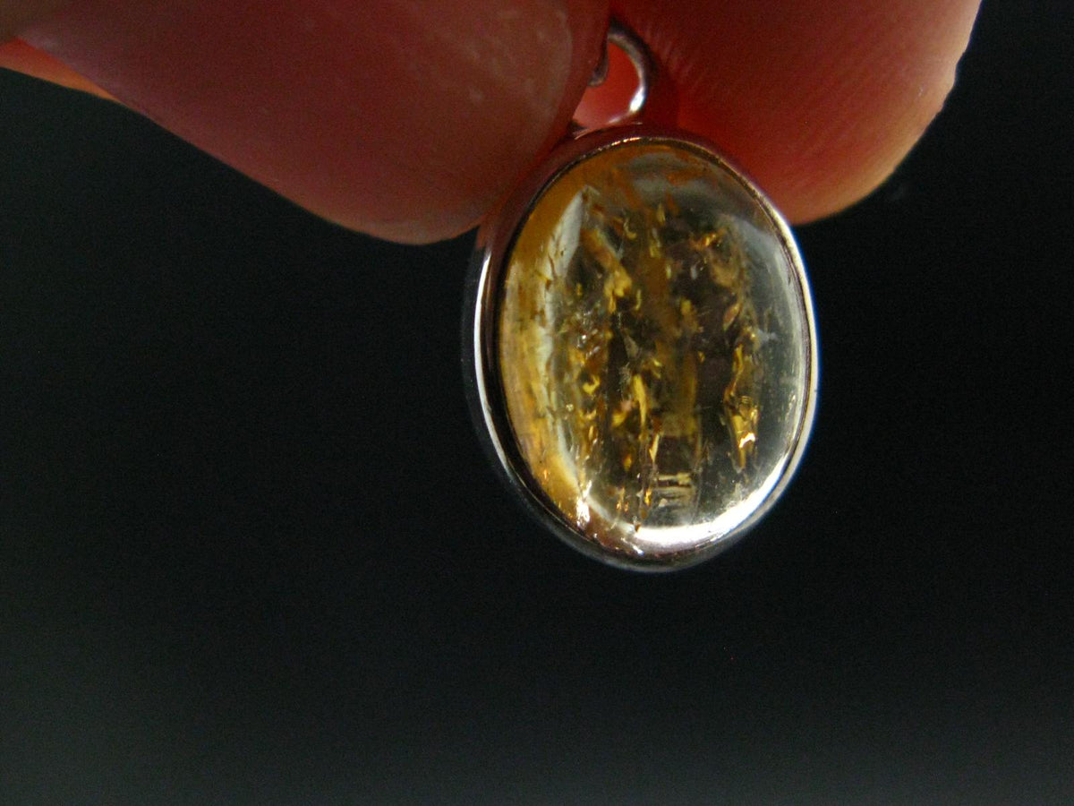 Imperial Topaz Crystal Silver Pendant from Brazil - 0.8" - 2.15 Grams