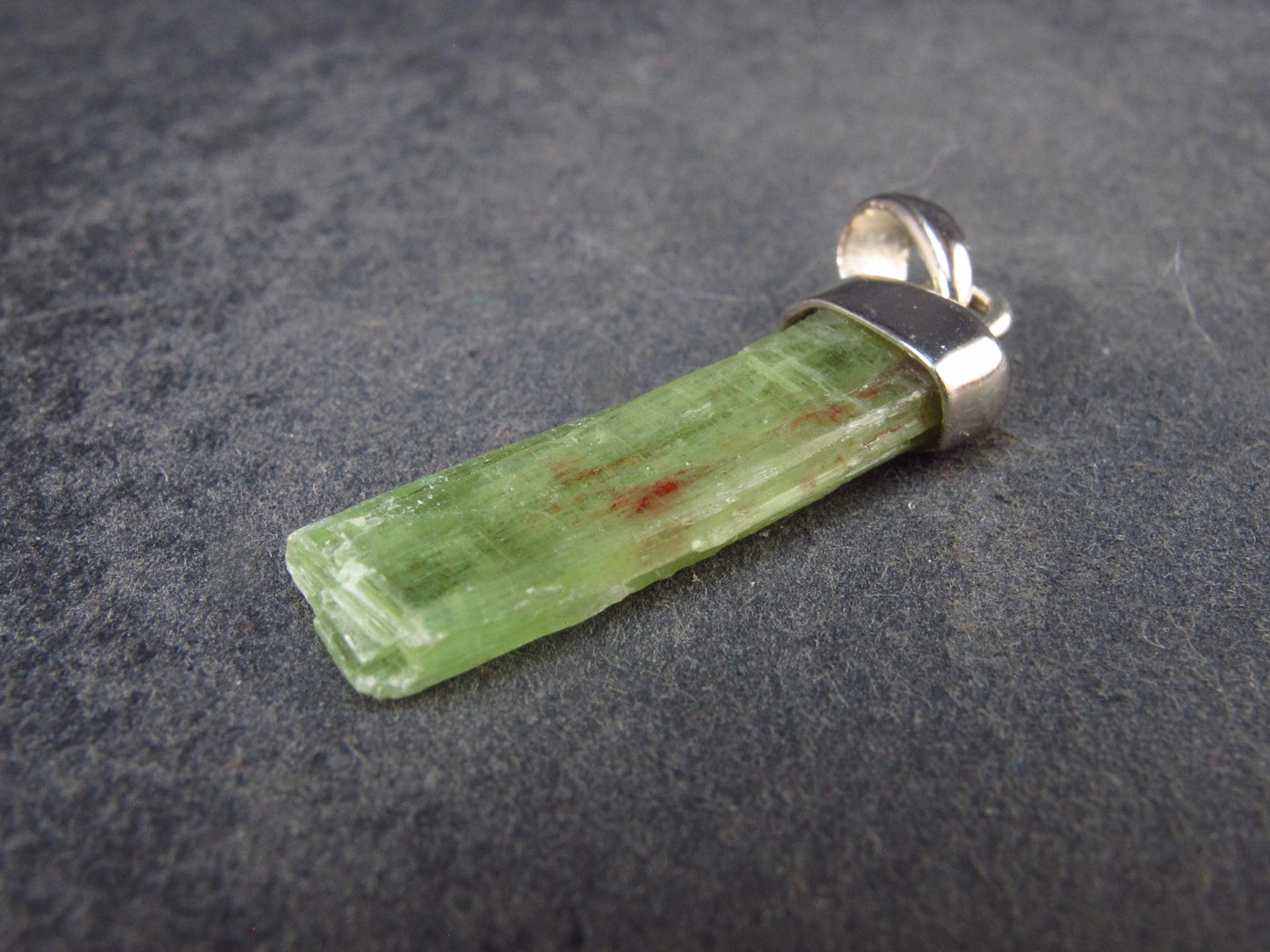 Green Kyanite Silver Pendant from Brazil - 1.2" - 2.07 Grams
