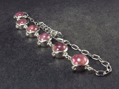 Pink Tourmaline Silver Bracelet From Brazil - 9" - 13.0 Grams