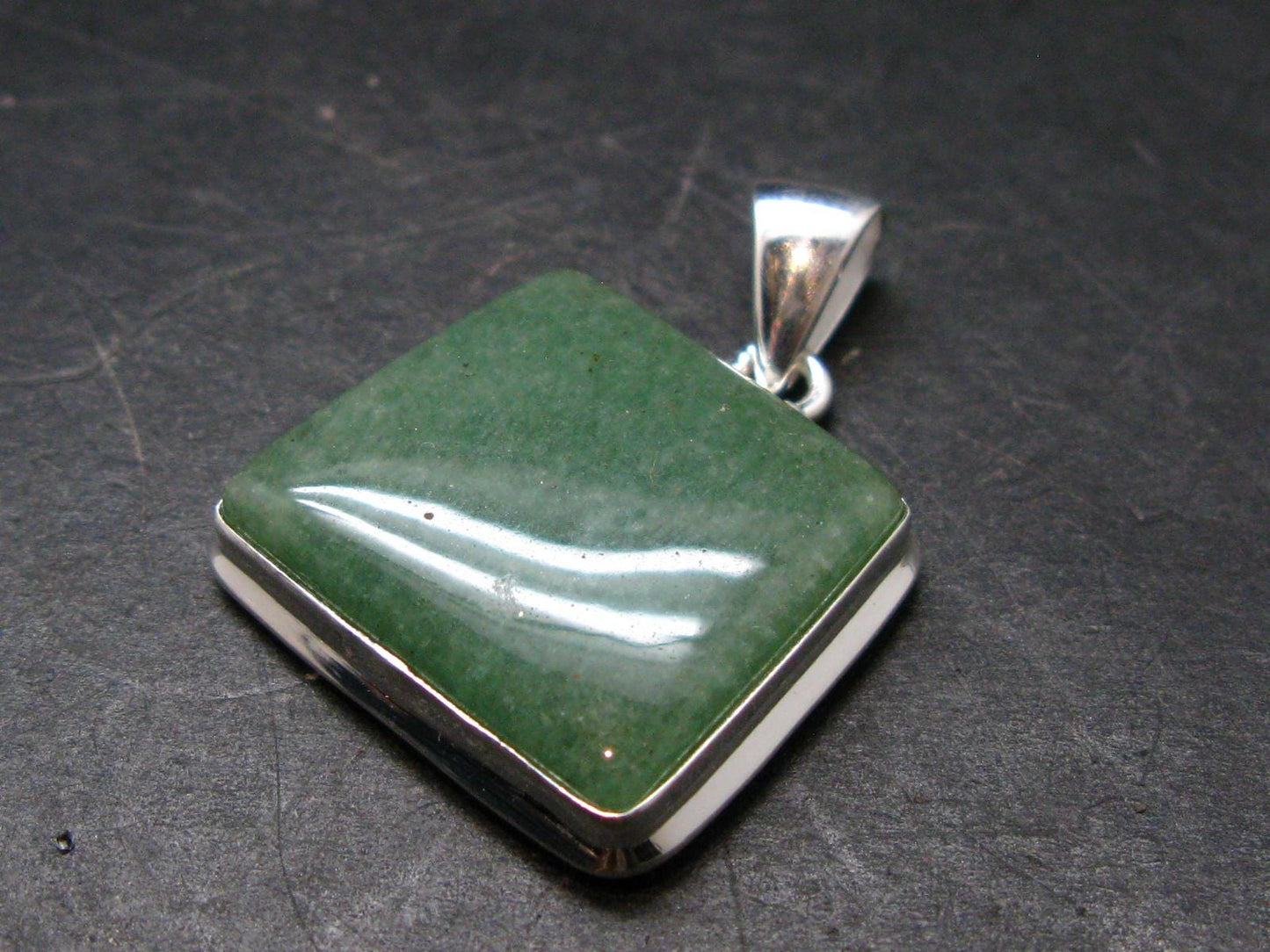 Natural Green Aventurine Silver Plated Pendant From Brazil - 8.98 Grams