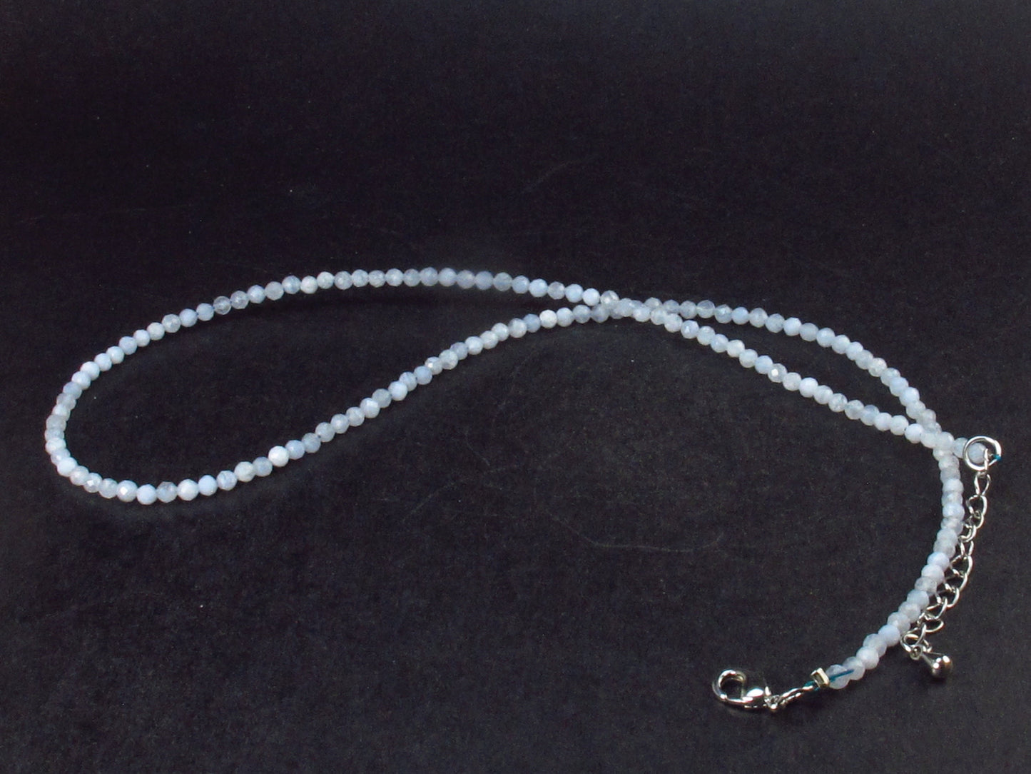 Lightweight Gem Sparkly Faceted Aquamarine Tiny Beads Necklace from Brazil - 17"