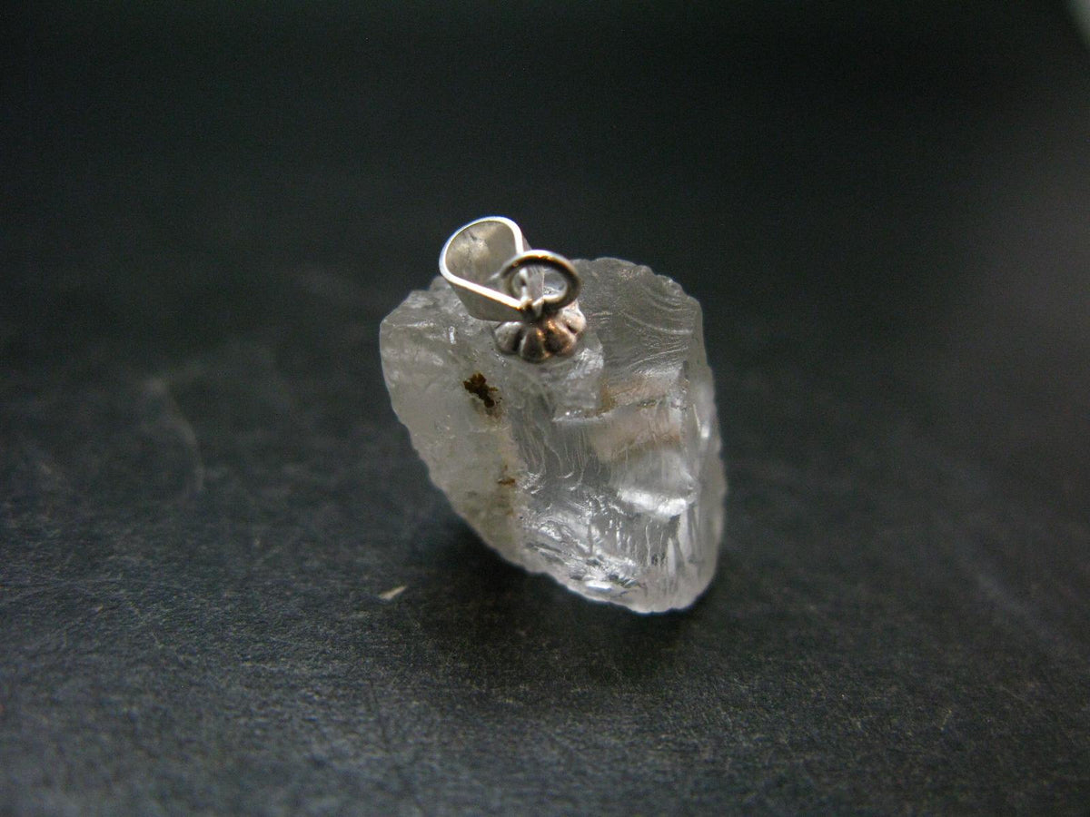 Clear Petalite Crystal Silver Pendant from Brazil - 0.8" - 2.0 Grams