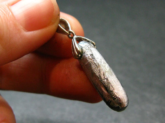 Muonionalusta Meteorite Silver Pendant from Sweden - 1.4" - 6.33 Grams