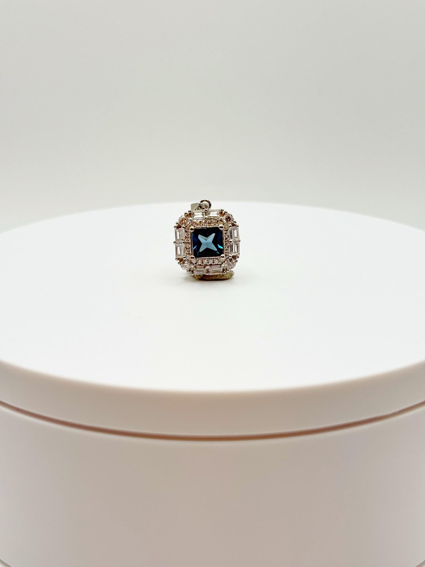 London Blue Topaz Halo Earrings & Pendant Set - Weight 11.25 Grams