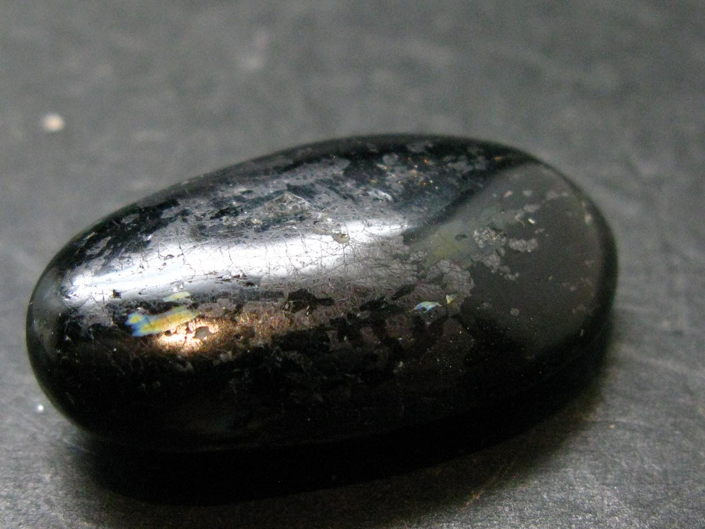 Rare Nuumite Nuummite Tumbled Stone From Greenland - 13.71 Grams - 1.3"