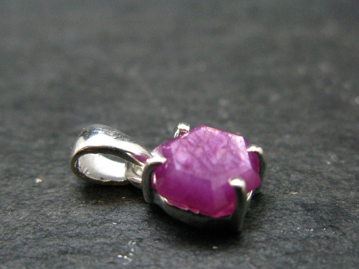 Ruby Crystal Silver Pendant from Africa - 0.6" - 1.23 Grams