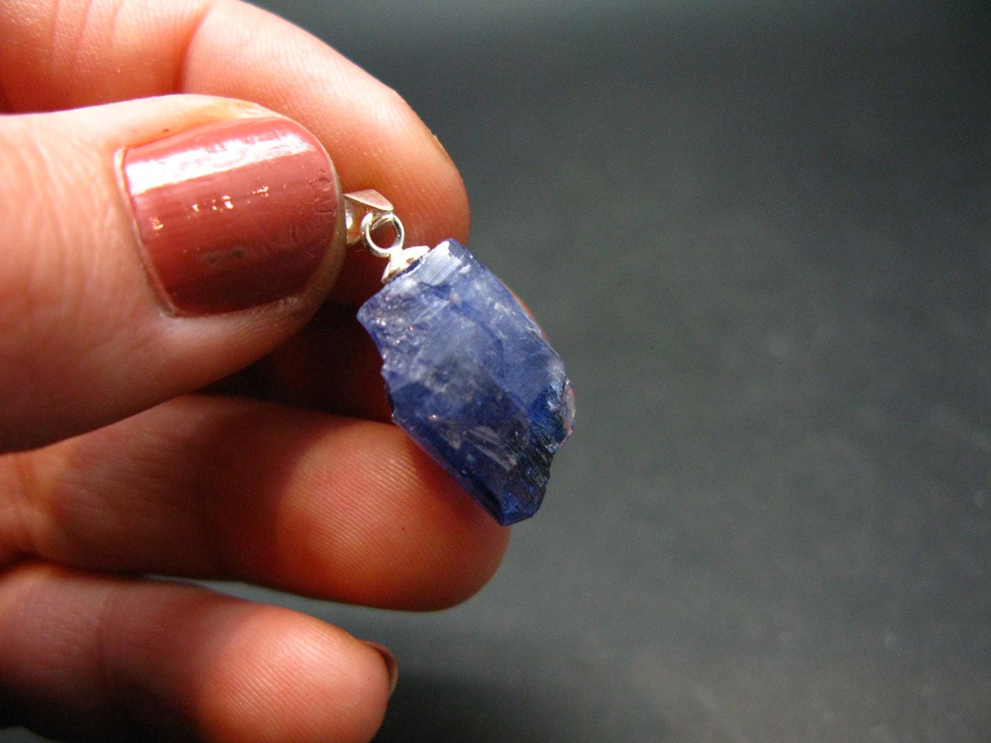 Tanzanite Pendant In Sterling Silver From Tanzania - 0.9" - 2.65 Grams