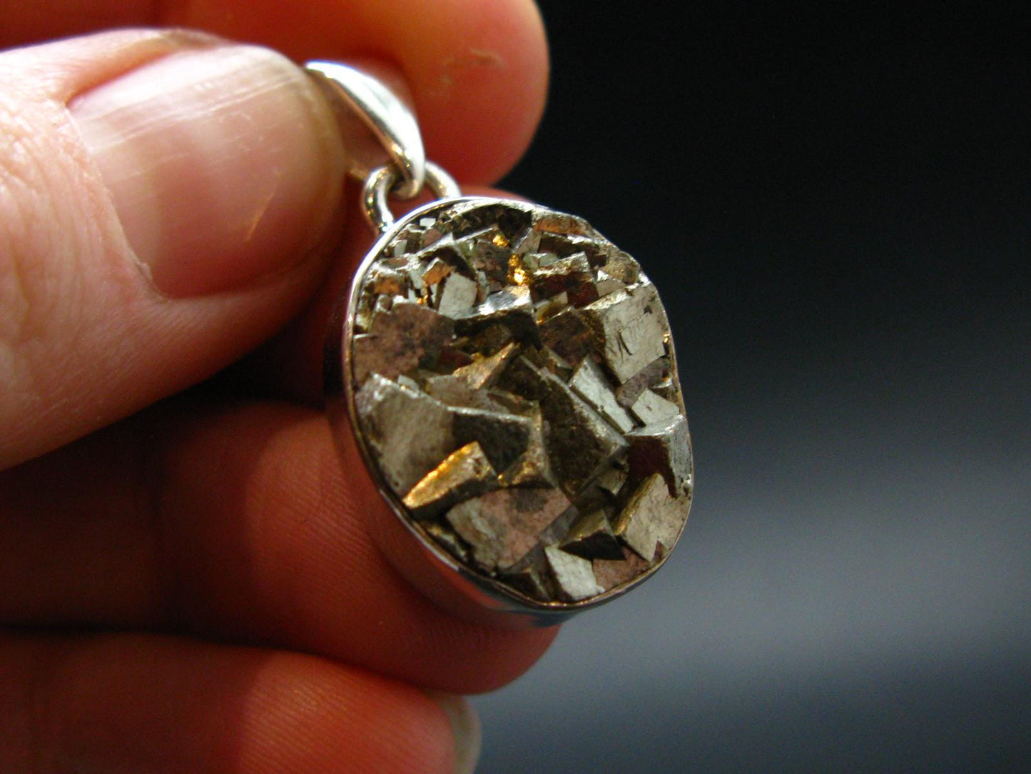 Pyrite Silver Pendant From Peru - 8.13 Grams - 1.2"
