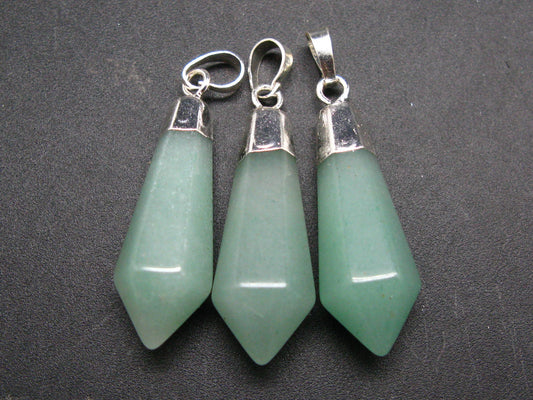 Lot of 3 Natural Diamond Shape Green Aventurine Pendant from India