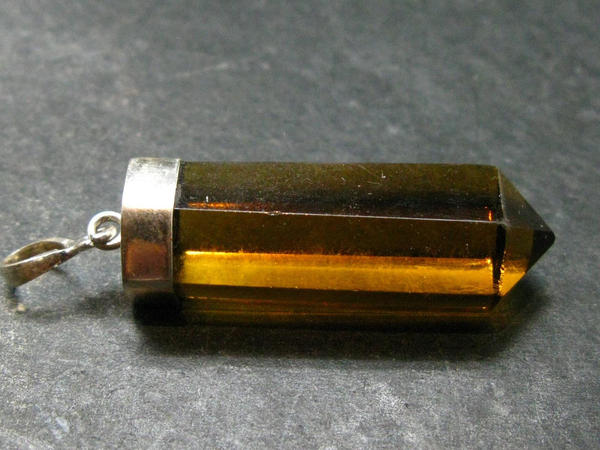Natural Unheated Citrine Sterling Silver Pendant from Zambia - 2.0" - 12.32 Grams