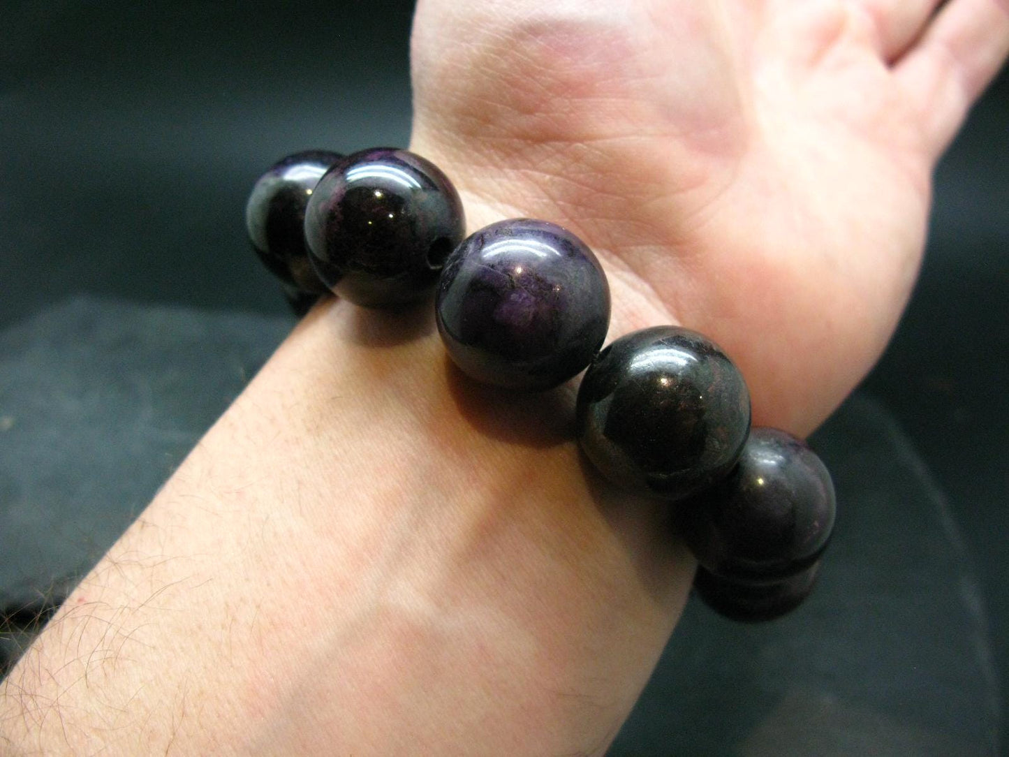 Sugilite Genuine Bracelet ~ 7.5 Inches ~ 20mm Round Beads