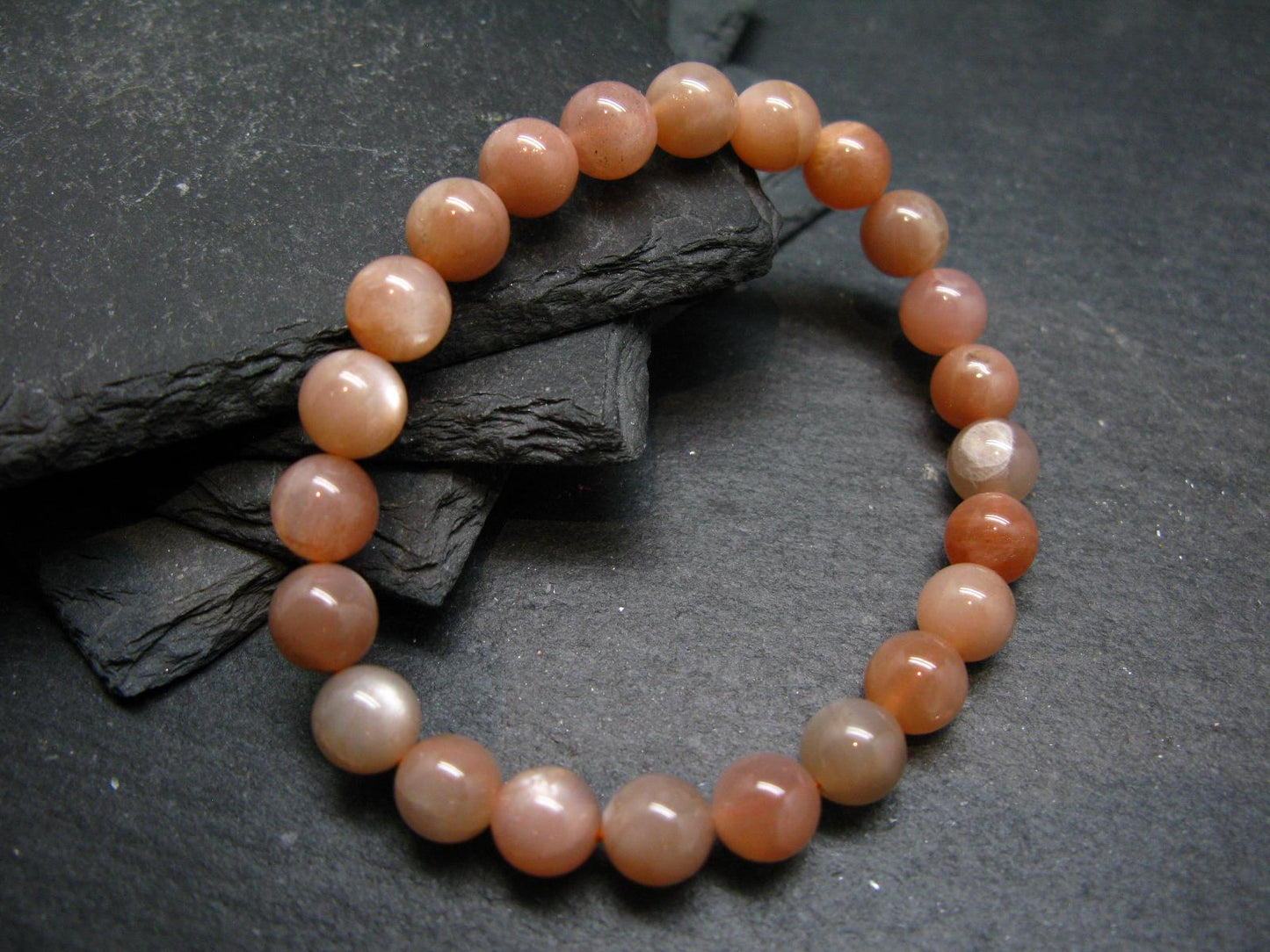 Pink Moonstone Genuine Bracelet ~ 7 Inches ~ 8mm Round Beads