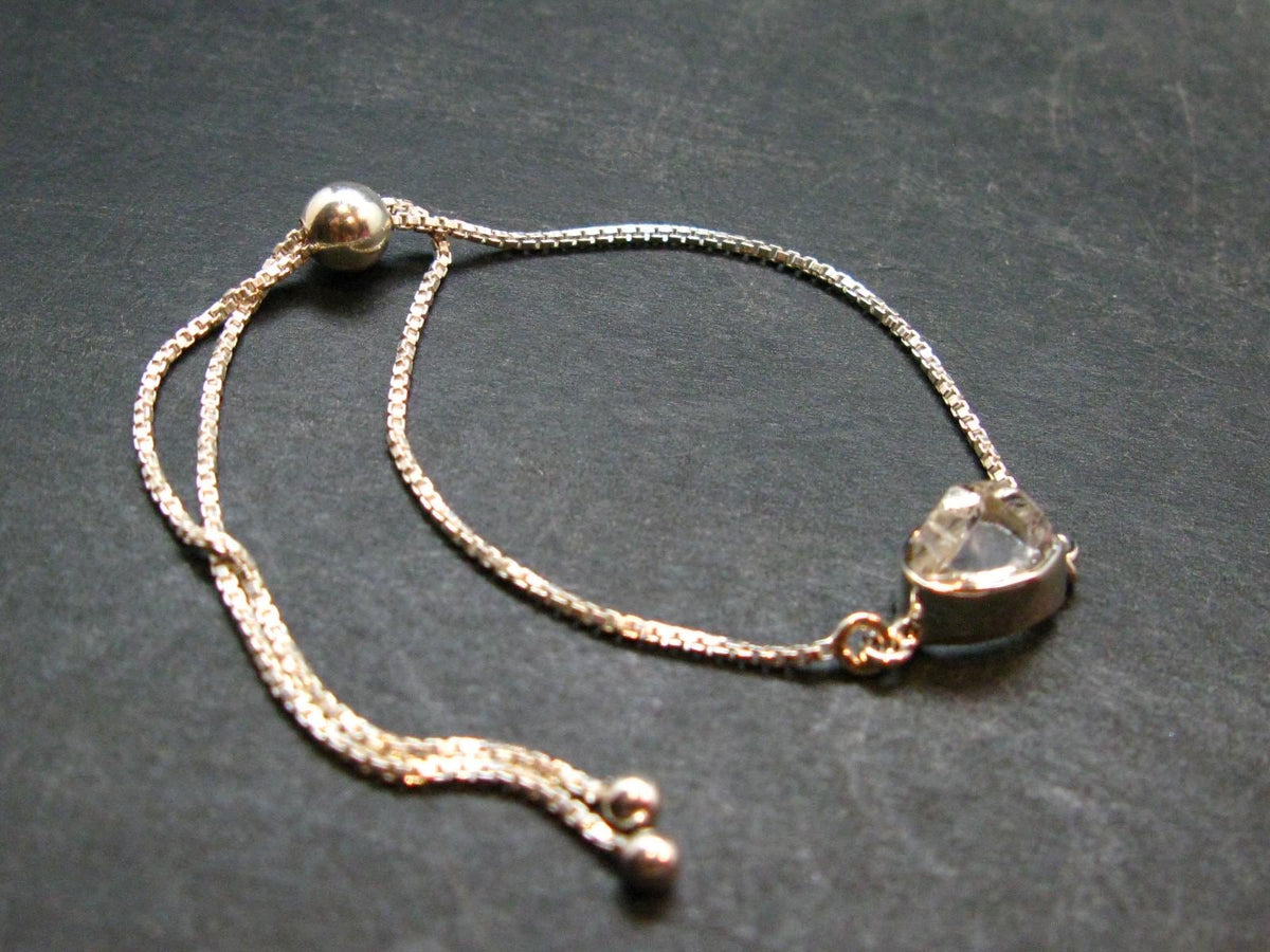 Herkimer Diamond Quartz Silver Bracelet Adjustable Length - 3.09 Grams