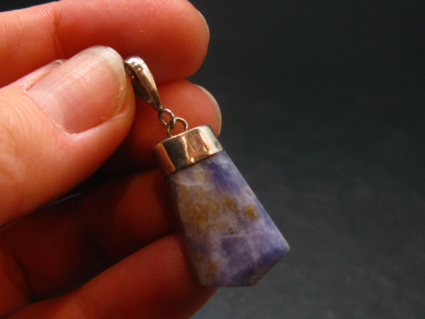 Rare Raw Hackmanite Silver Pendant from Afghanistan - 1.4" - 4.27 Grams