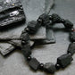 Black Tourmaline Genuine Bracelet ~ 7 Inches ~ 14mm Crystal Beads