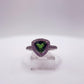 Green Helenite Trillion Halo Ring – Sterling Silver Gemstone Statement Ring