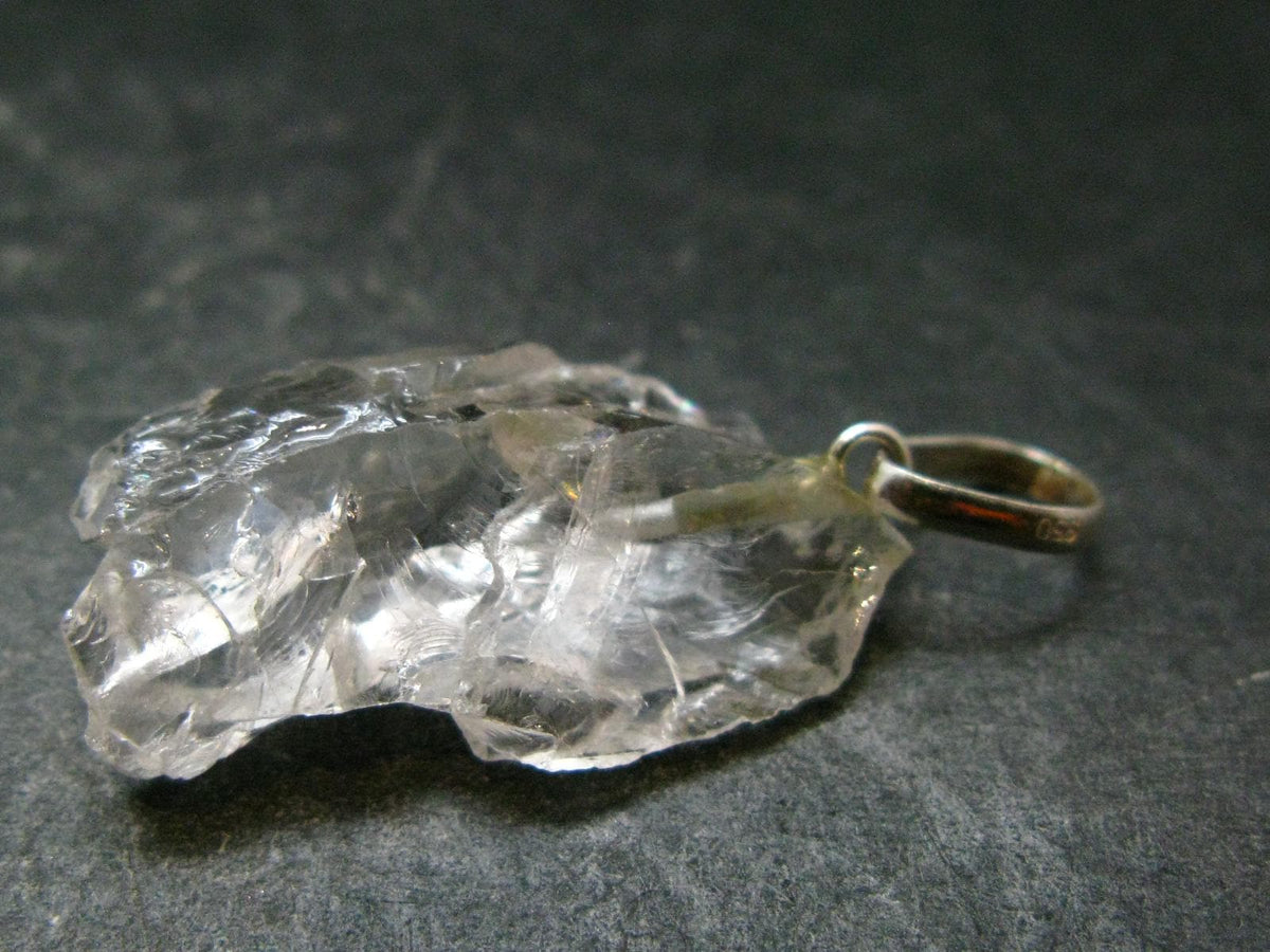 Goshenite Beryl Crystal 925 Silver Pendant From Brazil - 1.3" - 2.90 Grams