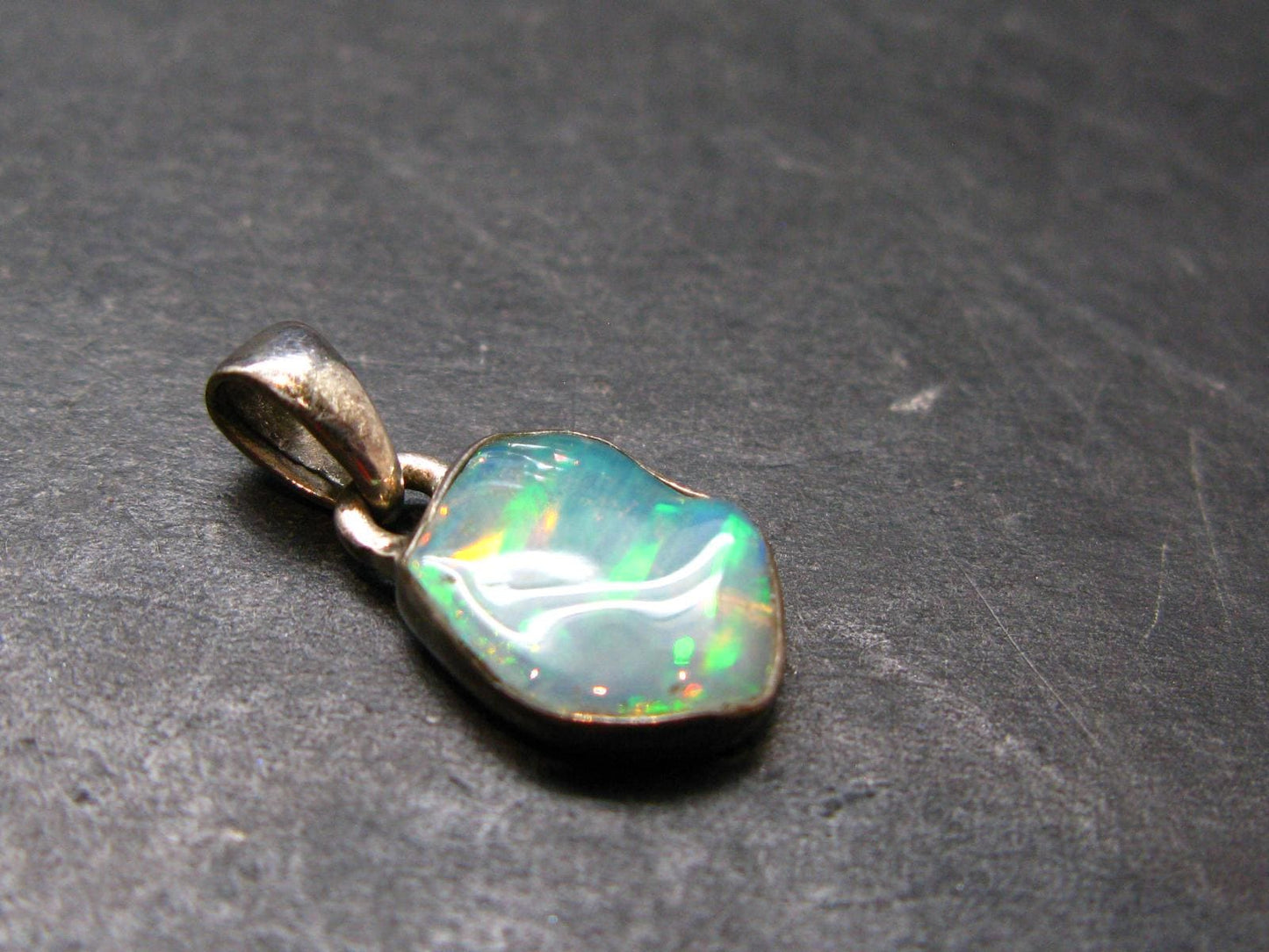 Opal Sterling Silver Pendant From Ethiopia - 0.7" - 1.22 Grams