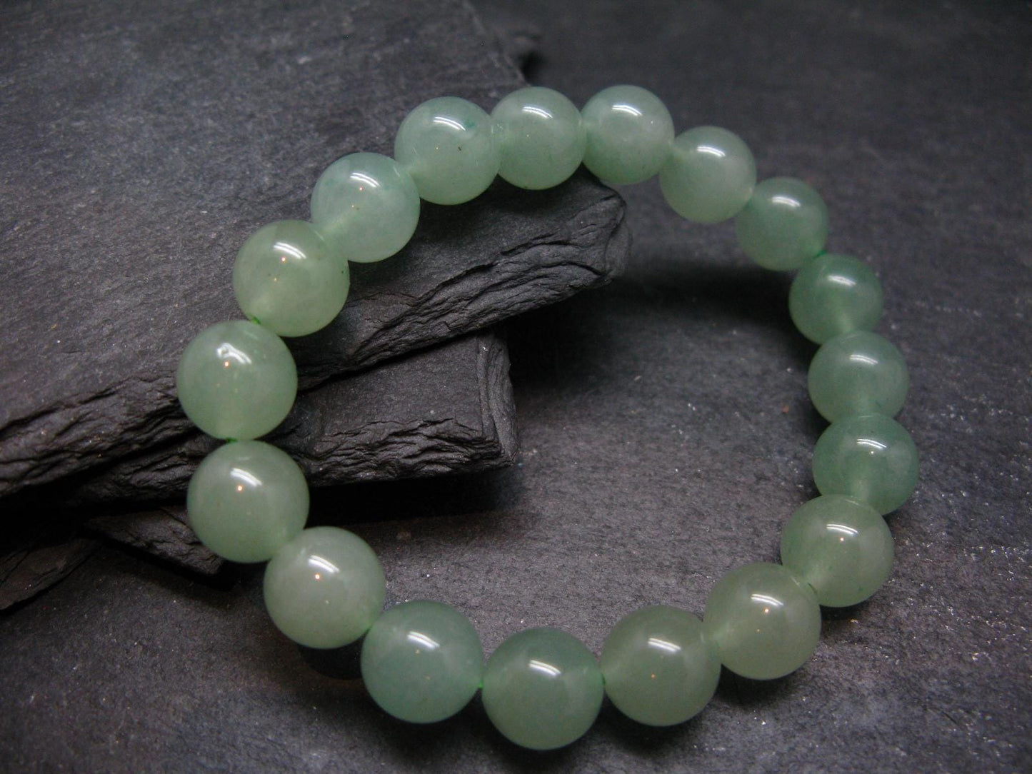 Green Aventurine Genuine Bracelet ~ 7 Inches ~ 10mm Round Beads