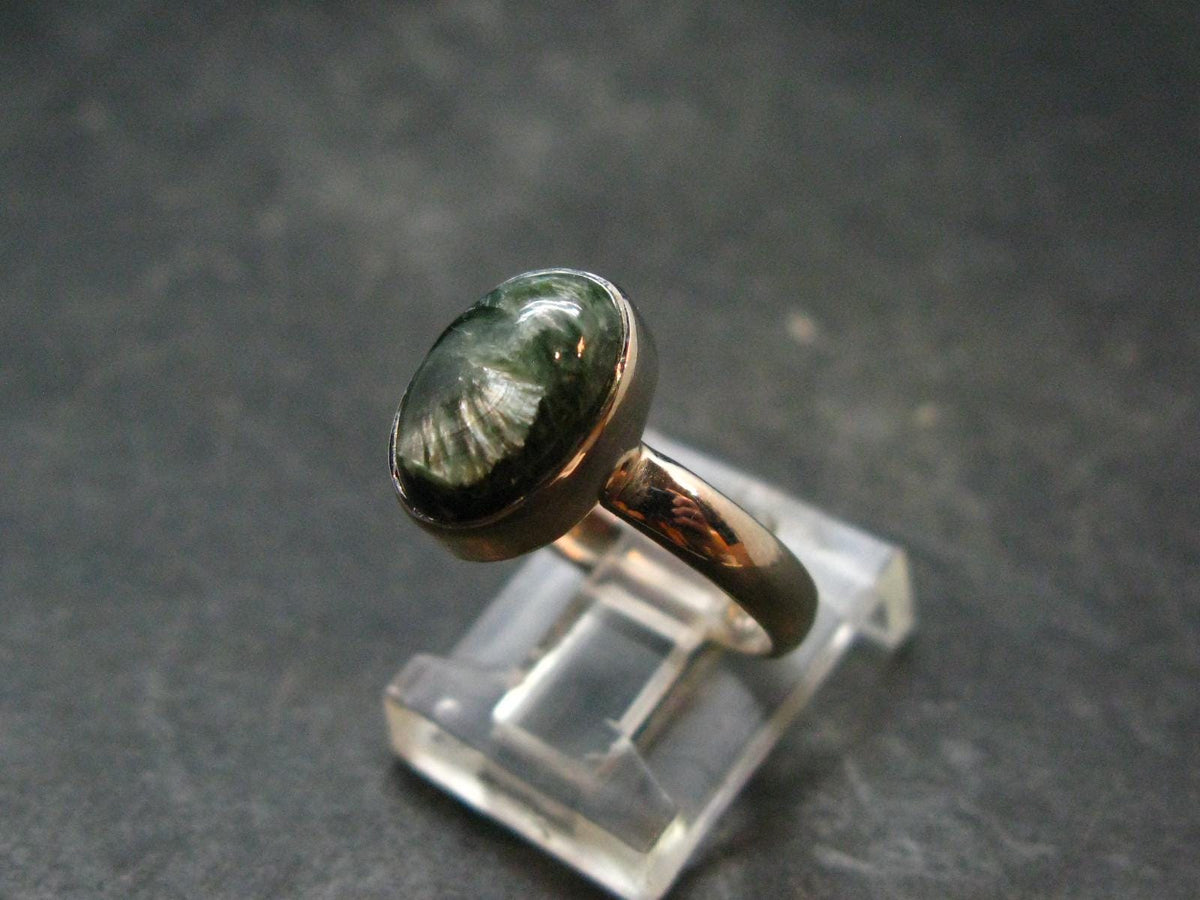 Seraphinite Clinochlore Angel Wings 925 Silver Ring From Russia - 2.38 Grams - Size 7