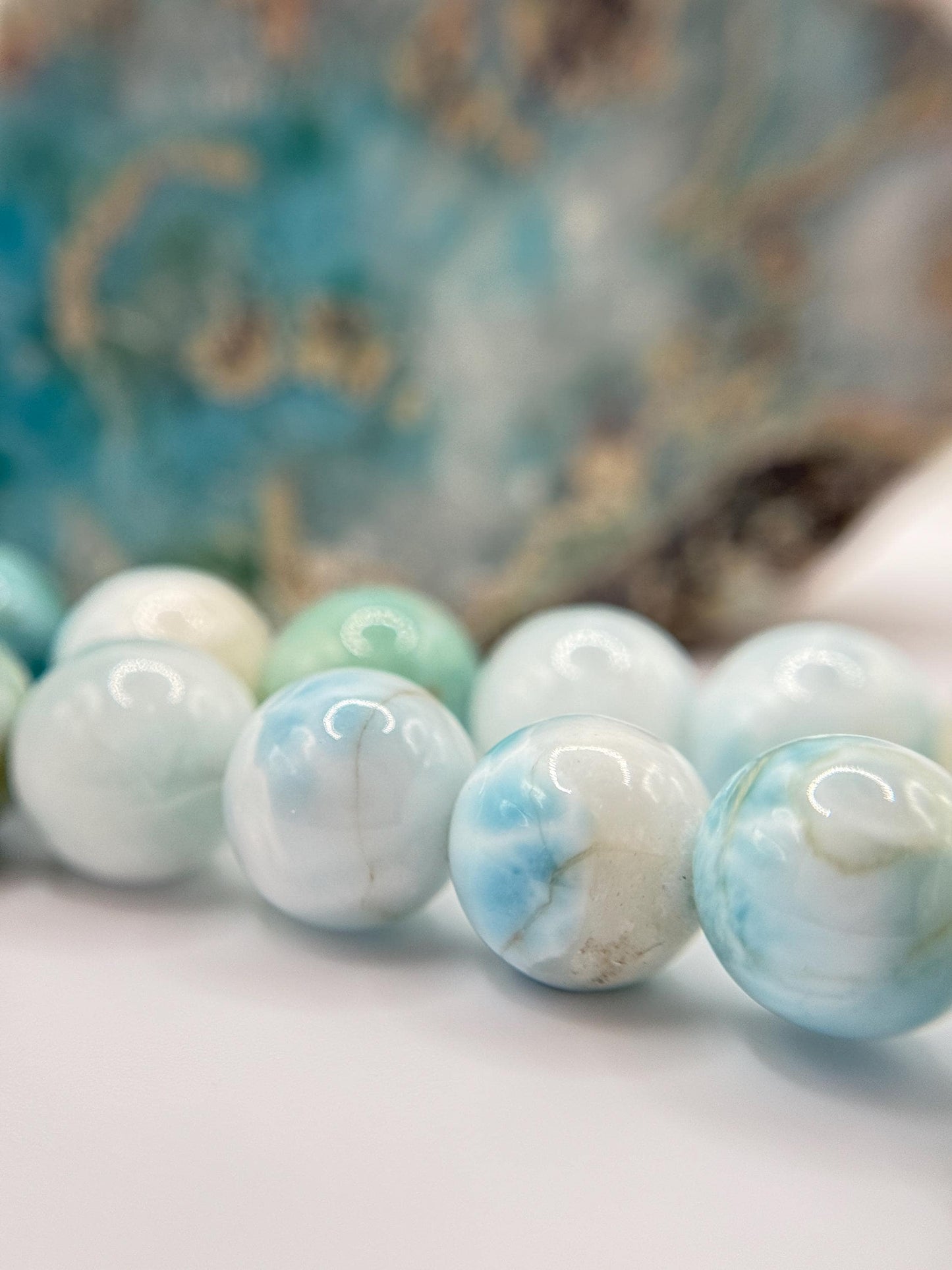 Larimar Jewelry Beaded Necklace Natural Blue Stone Necklace Unique Gift
