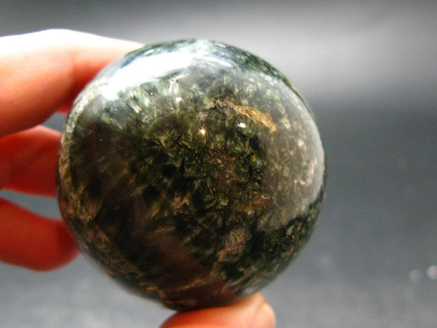 Nice Polished Seraphinite Clinochlore Sphere From Russia - 1.8"