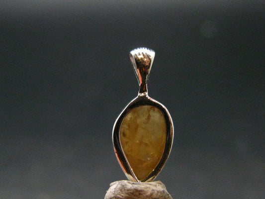 Large Natural Agni Gold Danburite Sterling Silver Pendant from Tanzania - 0.7" - 1.20 Grams