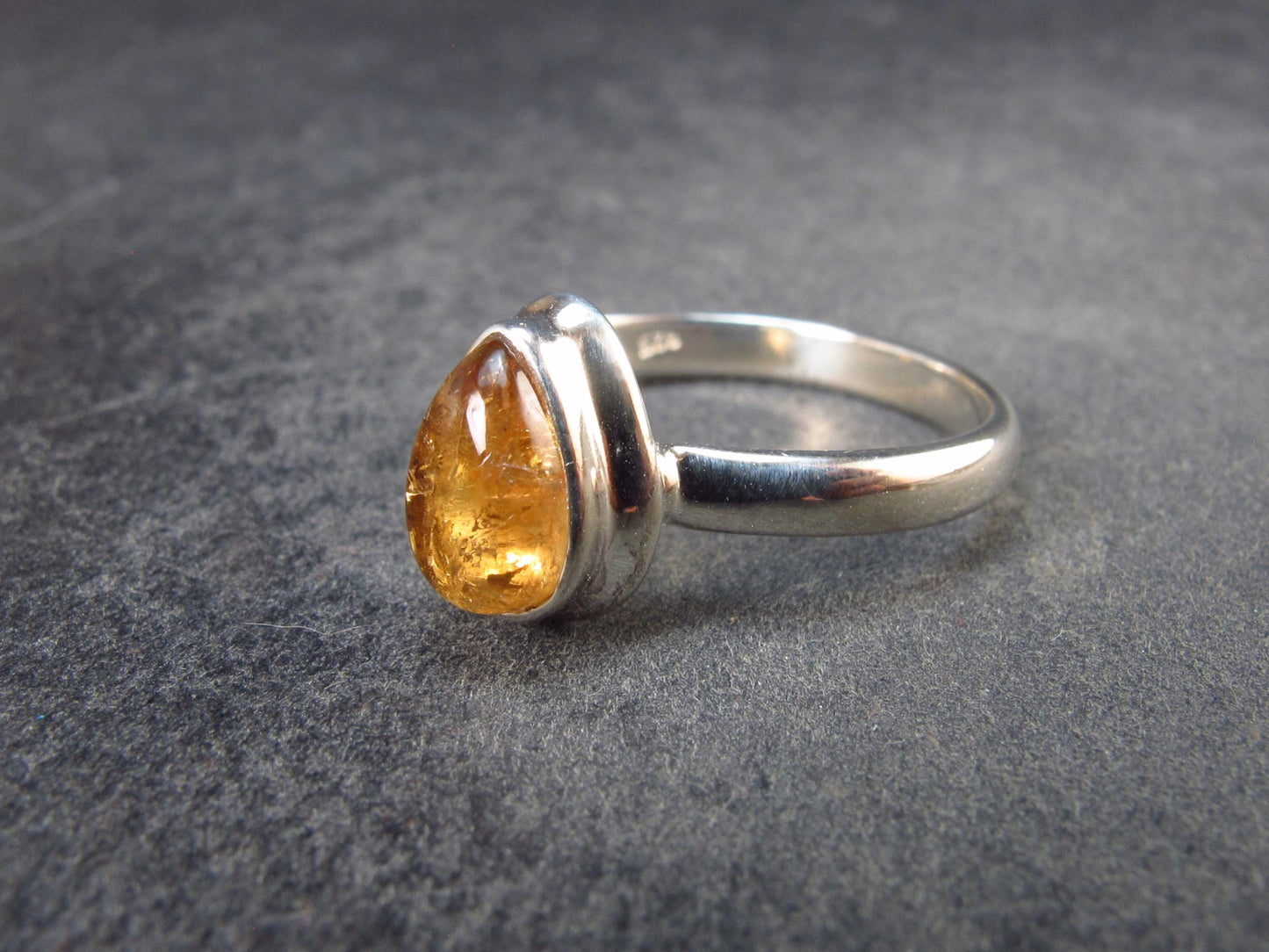 Fabulous Untreated Imperial Topaz 925 Silver Ring from Brazil - Size 9 - 3.34 Grams