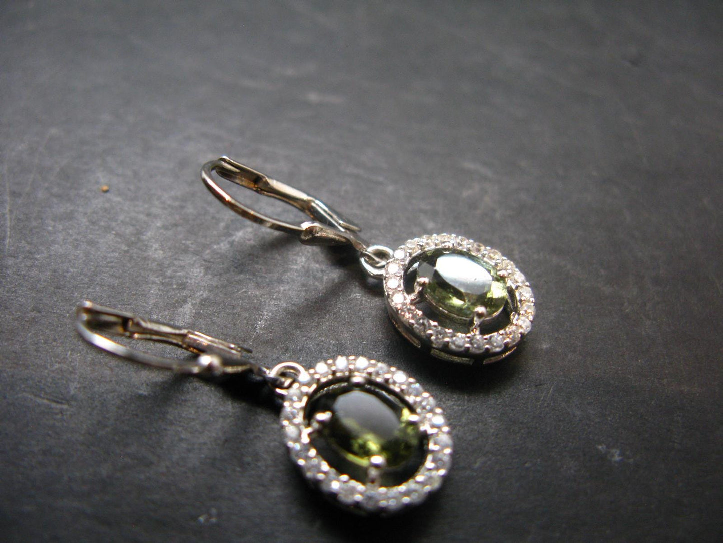 Moldavite Tektite Silver Earrings from Czech Republic - 3.0 Grams